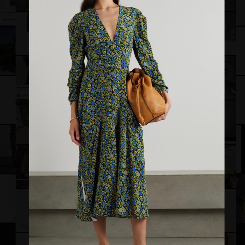 Victoria Beckham Silk Floral Maxi Dress